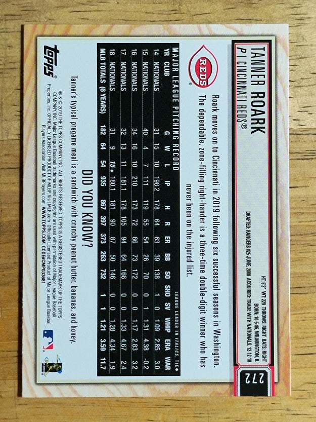 2019 Topps Big League #272 Tanner Roark