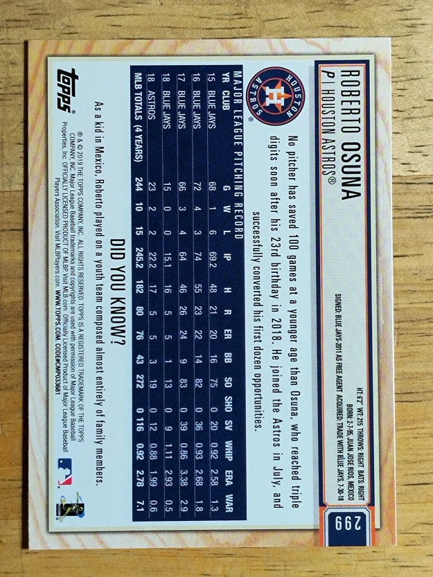 2019 Topps Big League #299 Roberto Osuna