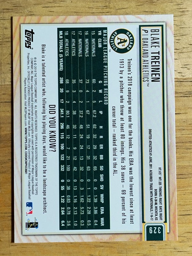 2019 Topps Big League #329 Blake Treinen