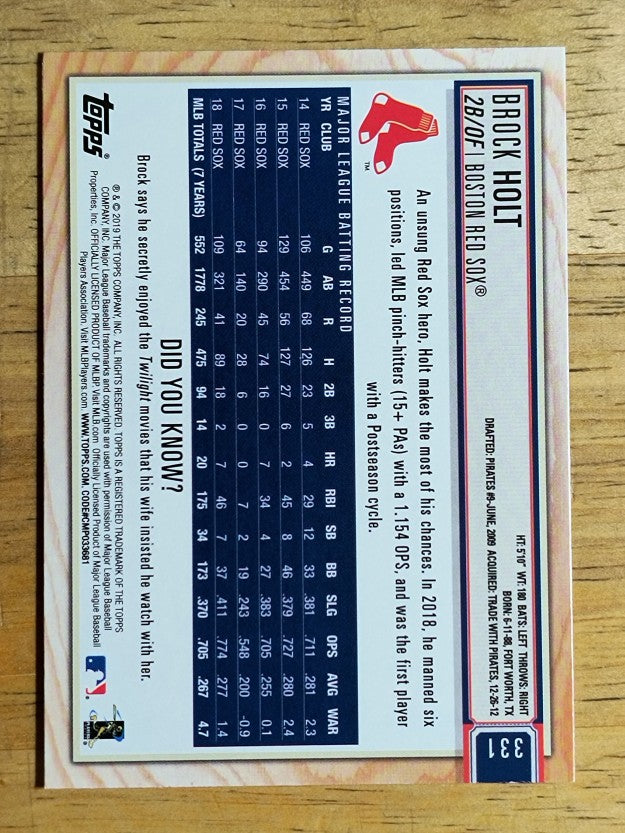 2019 Topps Big League #331 Brock Holt