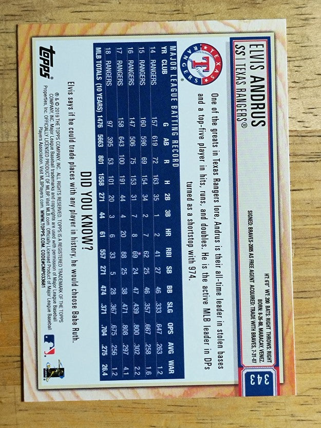 2019 Topps Big League #343 Elvis Andrus