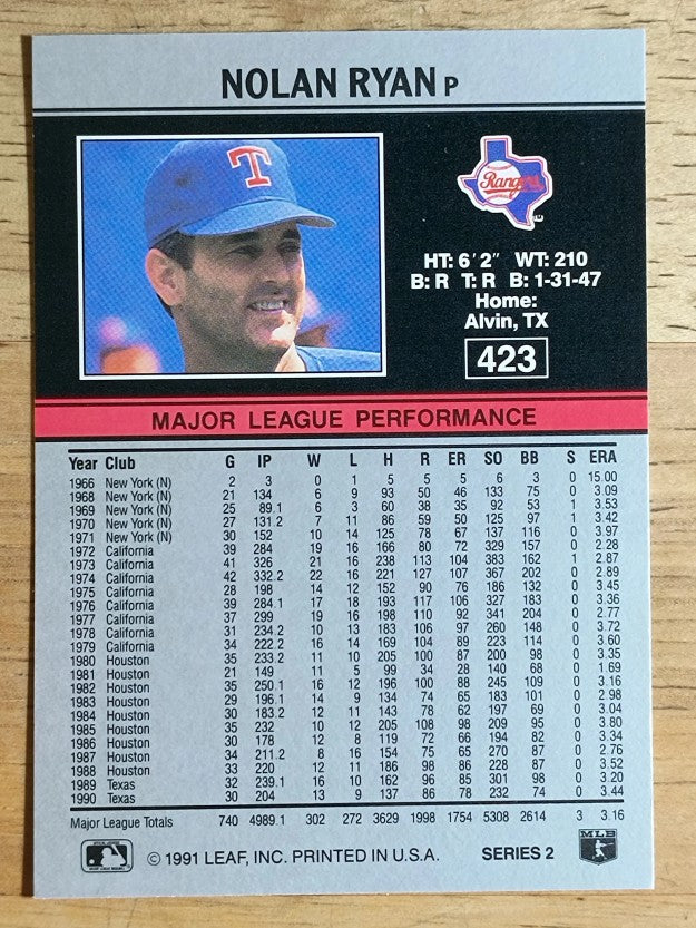 1991 Leaf #423 Nolan Ryan