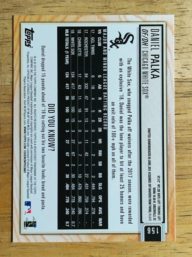 2019 Topps Big League Gold #156 Daniel Palka