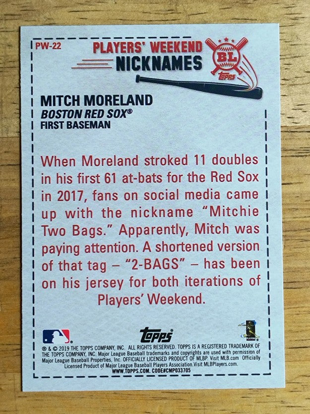 2019 Topps Big League Players Weekend Nicknames #PW22 Mitch Moreland