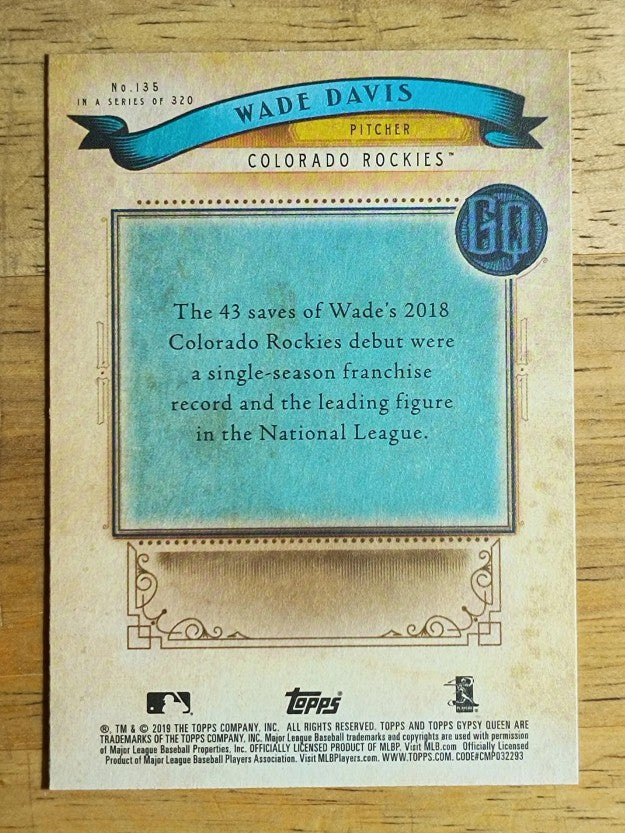 2019 Topps Gypsy Queen #135 Wade Davis