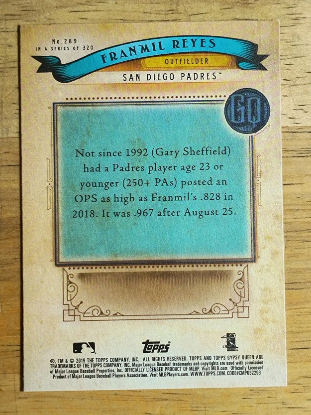 2019 Topps Gypsy Queen #289 Franmil Reyes