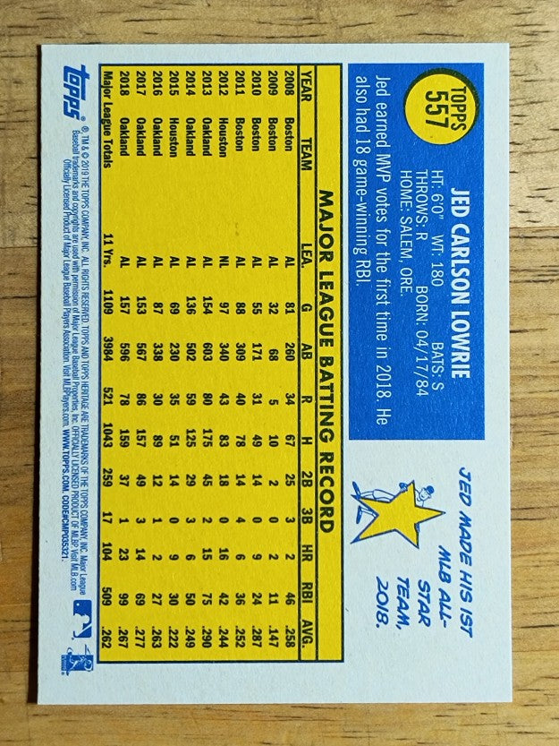 2019 Topps Heritage #557 Jed Lowrie