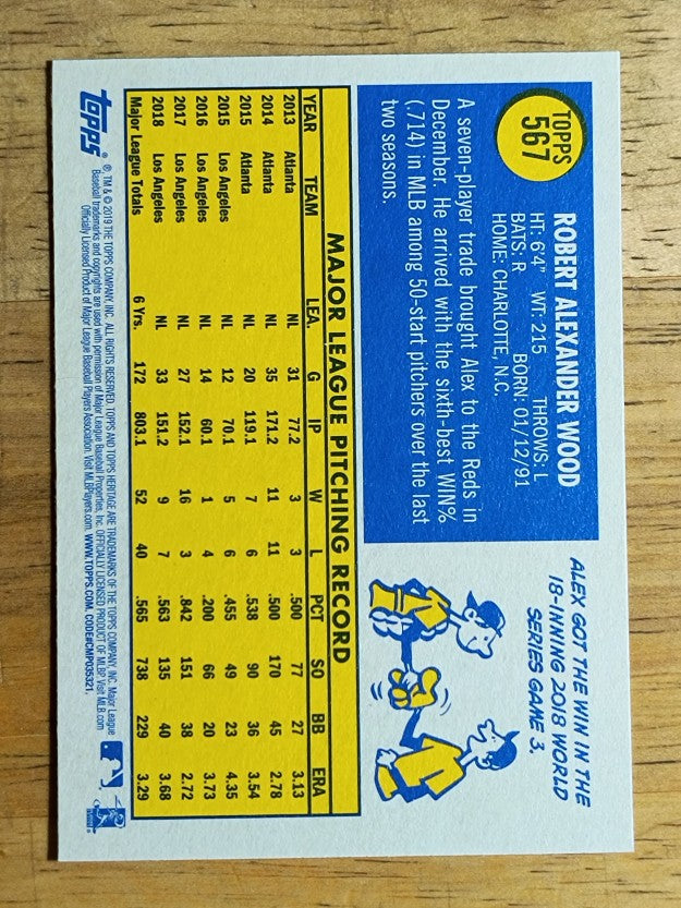 2019 Topps Heritage #567 Alex Wood