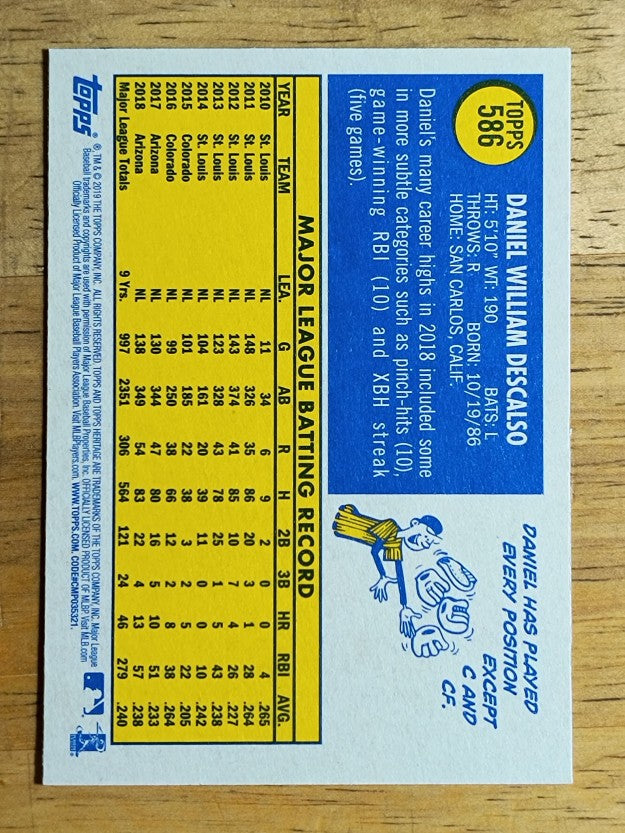 2019 Topps Heritage #586 Daniel Descalso