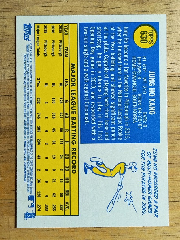 2019 Topps Heritage #630 Jung Ho Kang
