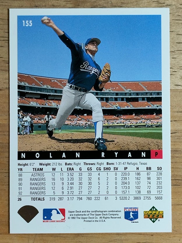 1993 Upper Deck #155 Nolan Ryan