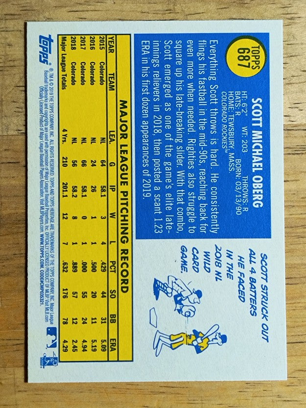 2019 Topps Heritage #687 Scott Oberg