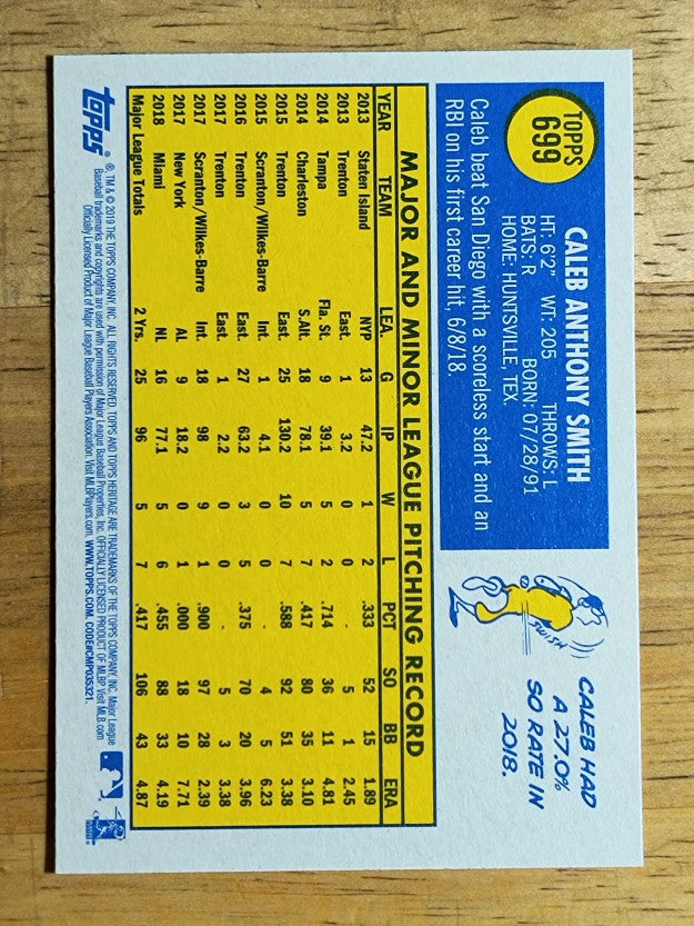2019 Topps Heritage #699 Caleb Smith