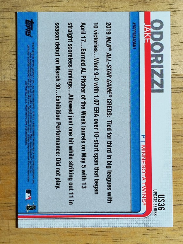 2019 Topps Update #US36 Jake Odorizzi AS