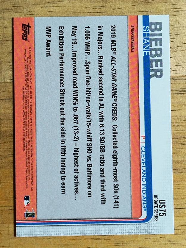 2019 Topps Update #US75 Shane Bieber AS