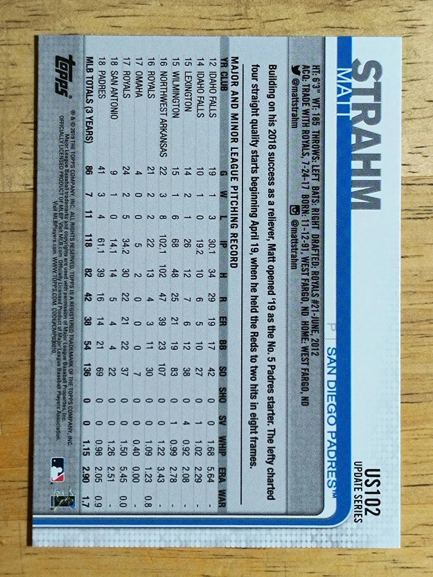 2019 Topps Update #US102 Matt Strahm