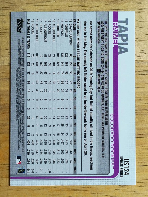 2019 Topps Update #US124 Raimel Tapia