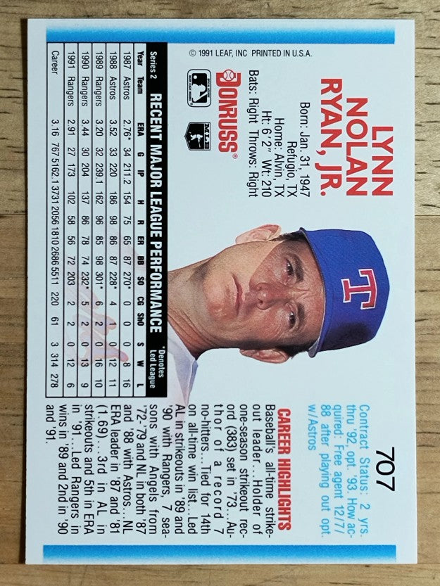1992 Donruss #707 Nolan Ryan