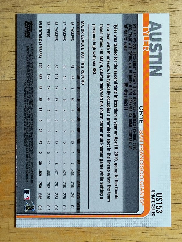 2019 Topps Update #US153 Tyler Austin
