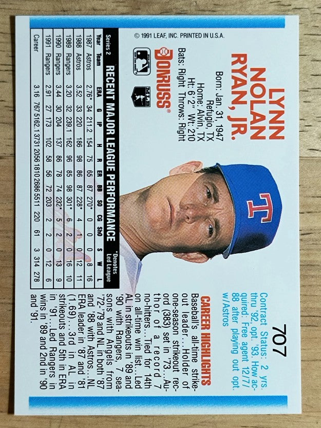 1992 Donruss #707 Nolan Ryan