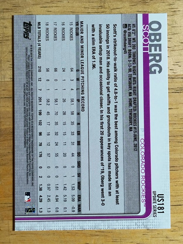 2019 Topps Update #US181 Scott Oberg