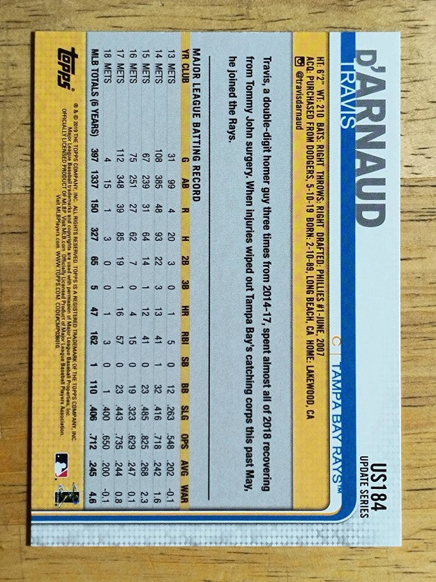 2019 Topps Update #US184 Travis d'Arnaud