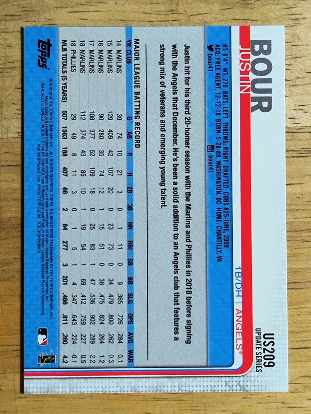 2019 Topps Update #US209 Justin Bour