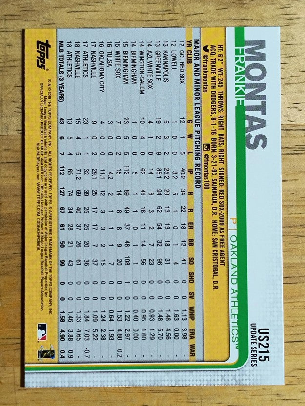 2019 Topps Update #US215 Frankie Montas