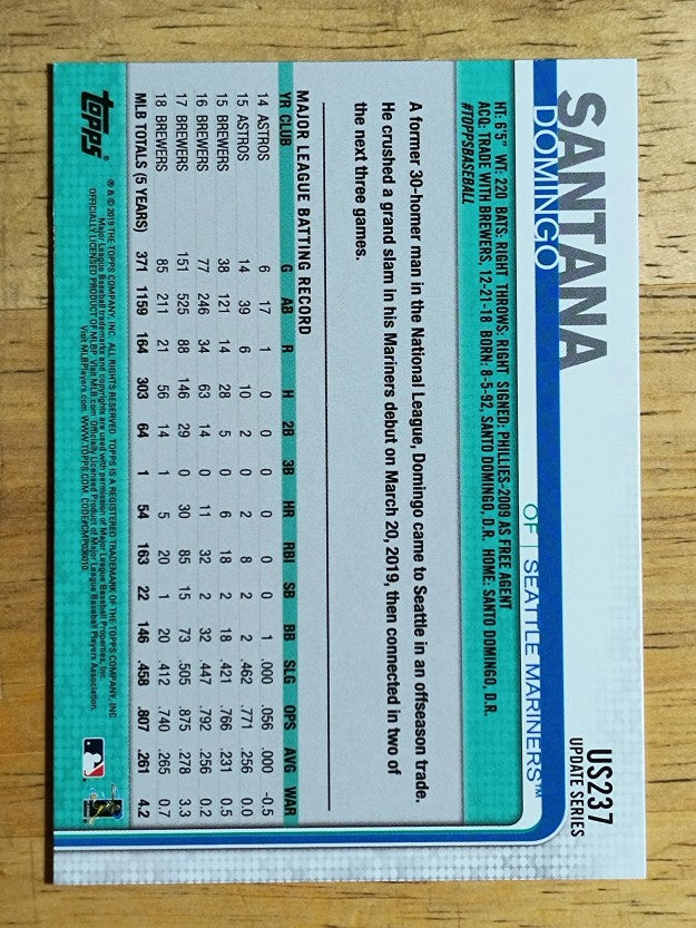 2019 Topps Update #US237 Domingo Santana