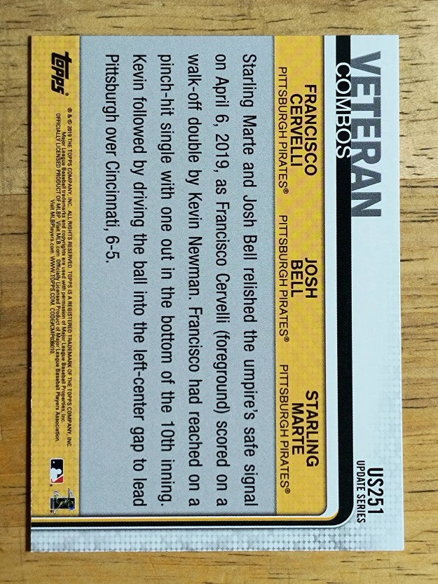 2019 Topps Update #US251 Josh Bell/Starling Marte/Francisco Cervelli