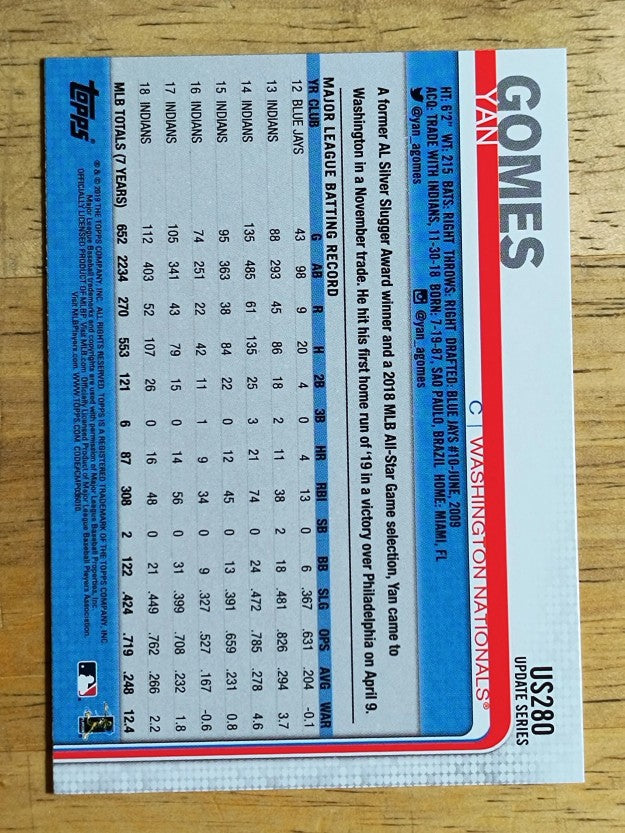 2019 Topps Update #US280 Yan Gomes