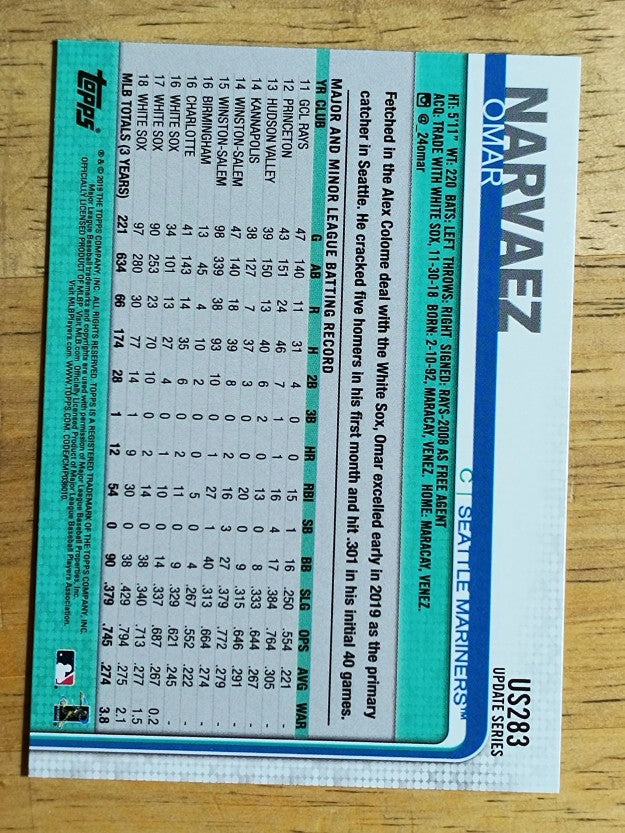 2019 Topps Update #US283 Omar Narvaez RC