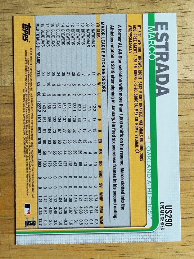 2019 Topps Update #US290 Marco Estrada
