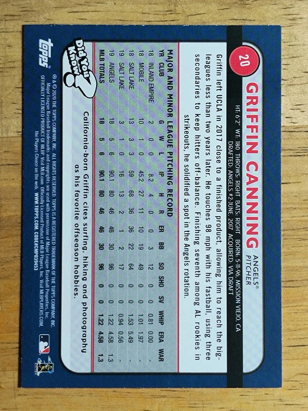 2020 Topps Big League #20 Griffin Canning