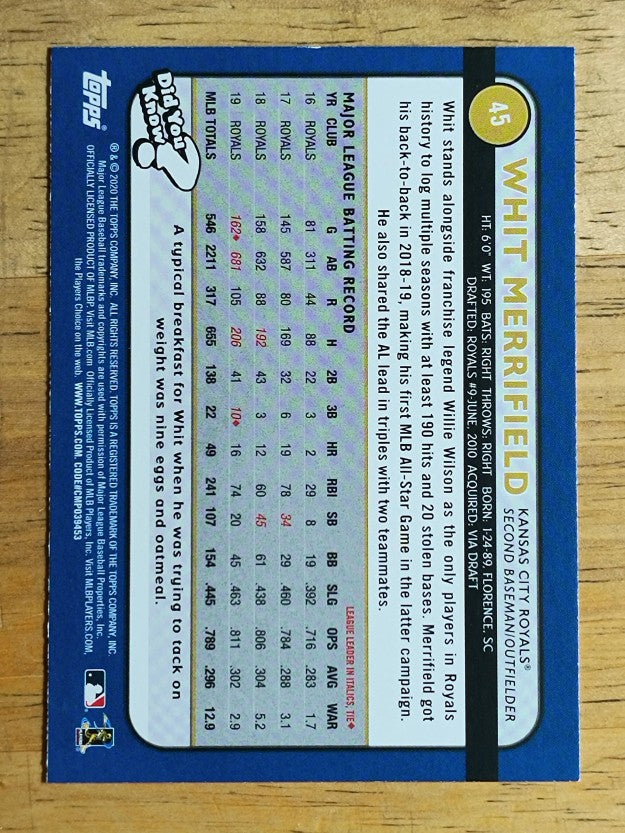 2020 Topps Big League #45 Whit Merrifield