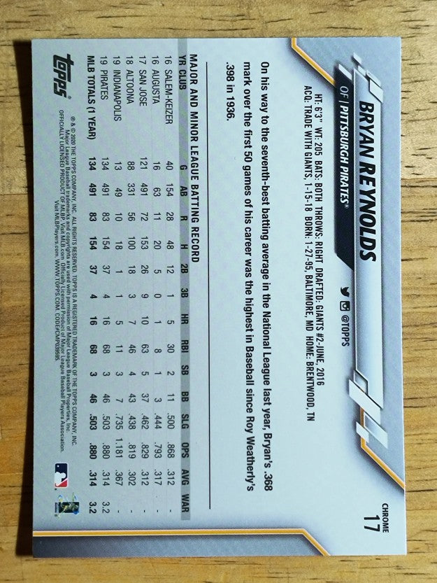 2020 Topps Chrome #17 Bryan Reynolds