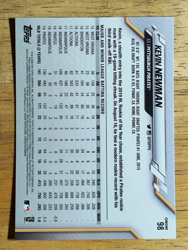2020 Topps Chrome #98 Kevin Newman