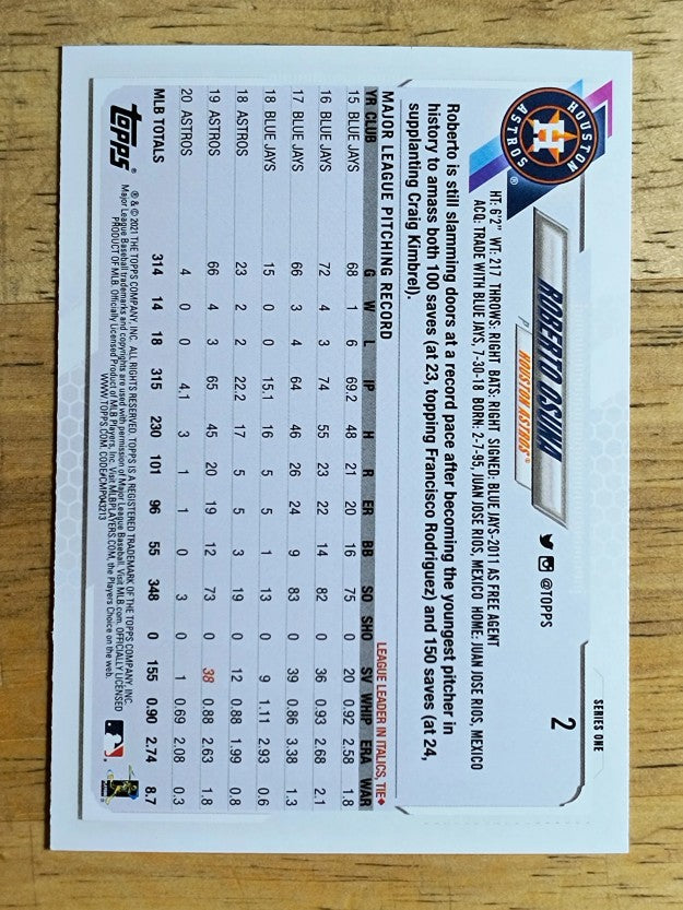2021 Topps #2 Roberto Osuna