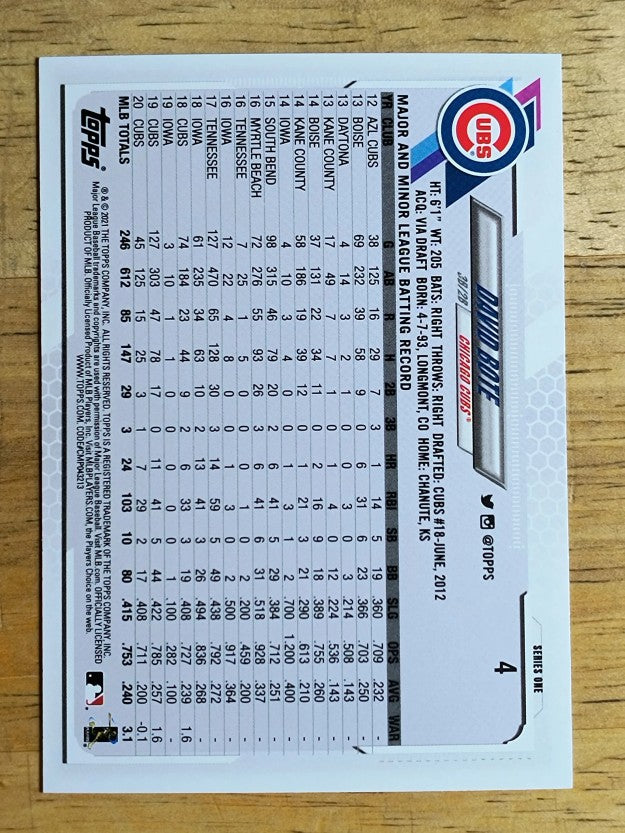 2021 Topps #4 David Bote