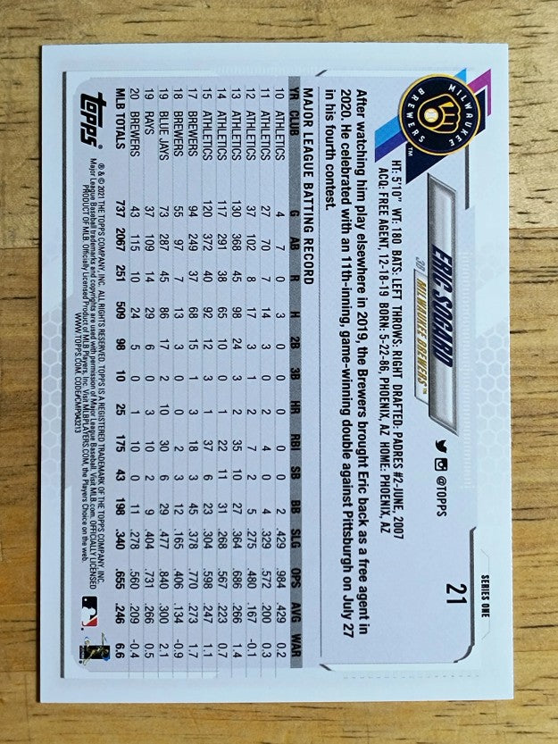 2021 Topps #21 Eric Sogard