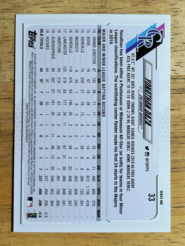 2021 Topps #33 Yonathan Daza