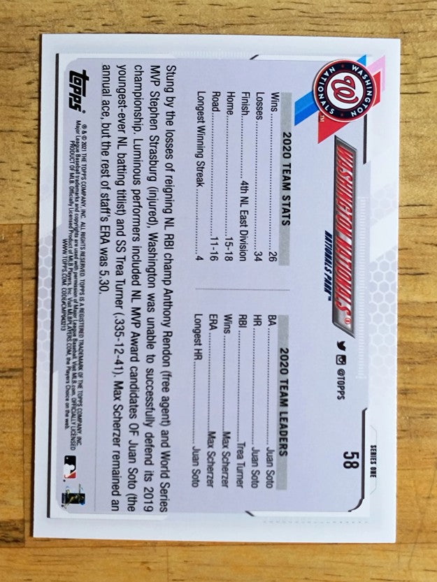 2021 Topps #58 Washington Nationals TC