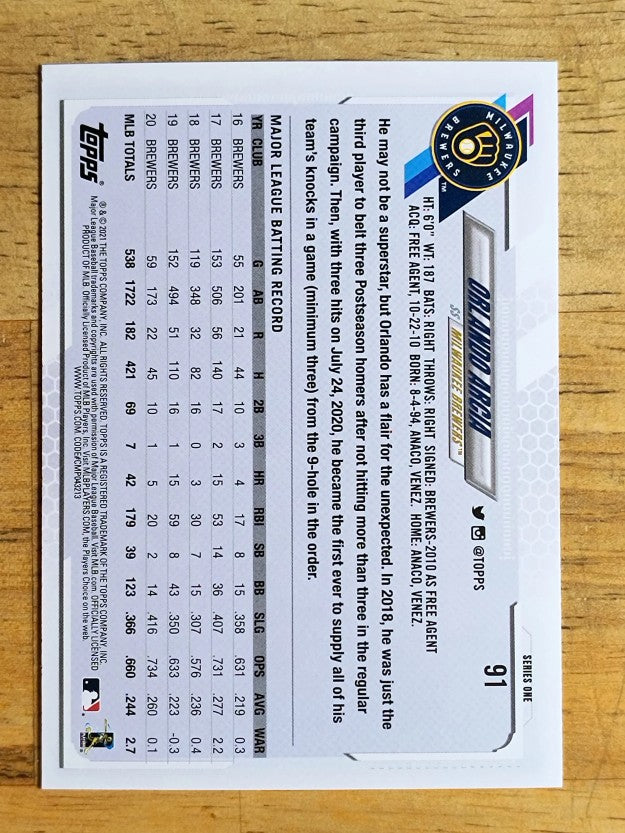 2021 Topps #91 Orlando Arcia