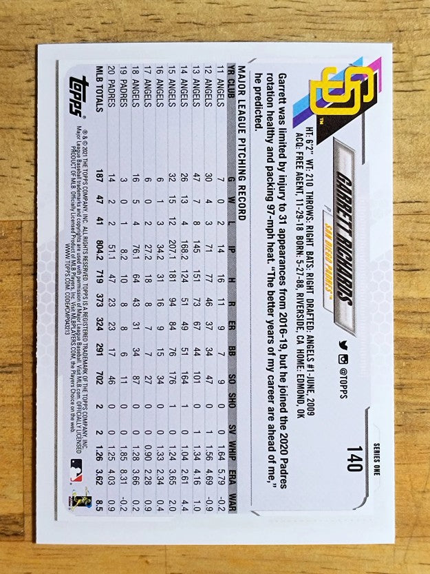2021 Topps #140 Garrett Richards