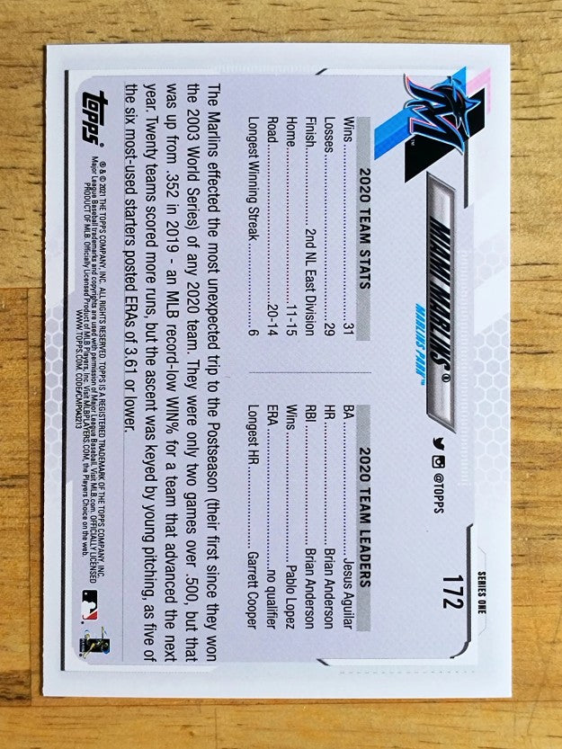 2021 Topps #172 Miami Marlins TC