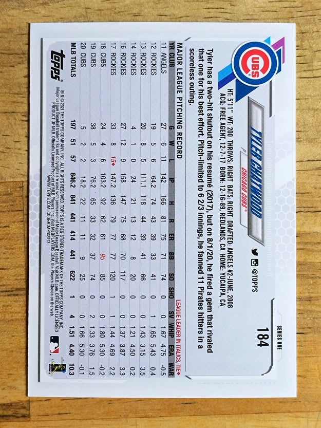 2021 Topps #184 Tyler Chatwood