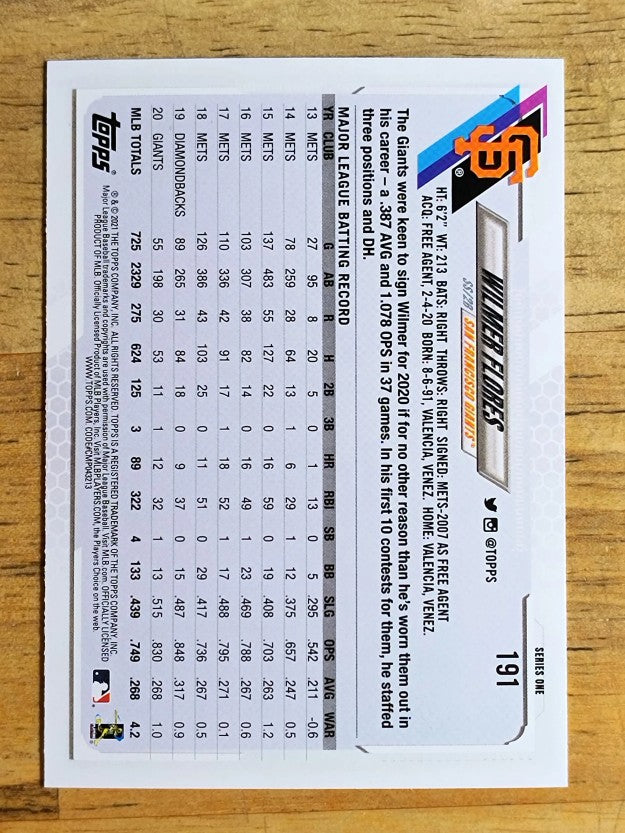 2021 Topps #191 Wilmer Flores