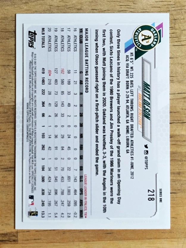 2021 Topps #218 Matt Olson
