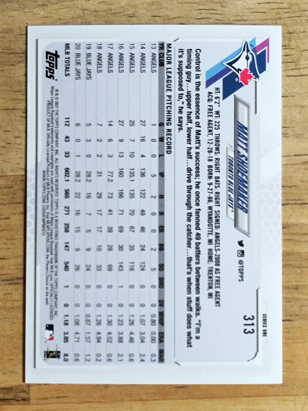2021 Topps #313 Matt Shoemaker
