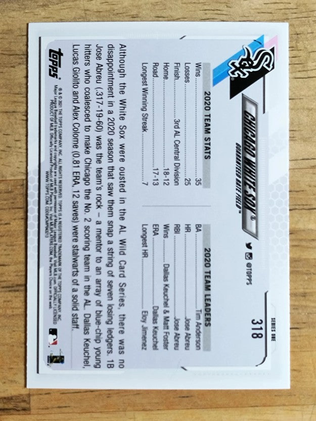 2021 Topps #318 Chicago White Sox TC